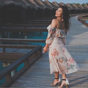 Pastel Pink Express Floral Maxi Dress